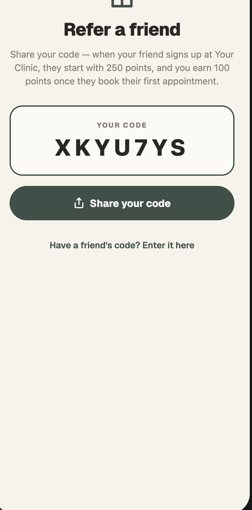 Refer a friend in the app