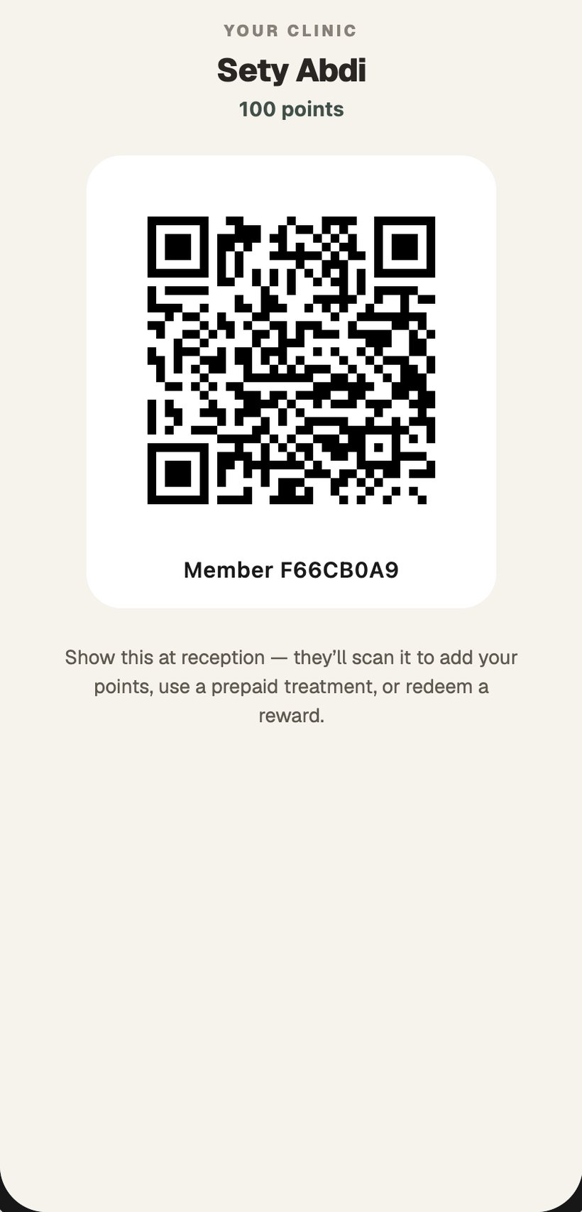Scan to check in inside the app